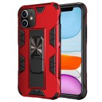 Wholesale iPhone 11 6.1 Military Grade Armor Protection Stand Magnetic Feature Case (Red)